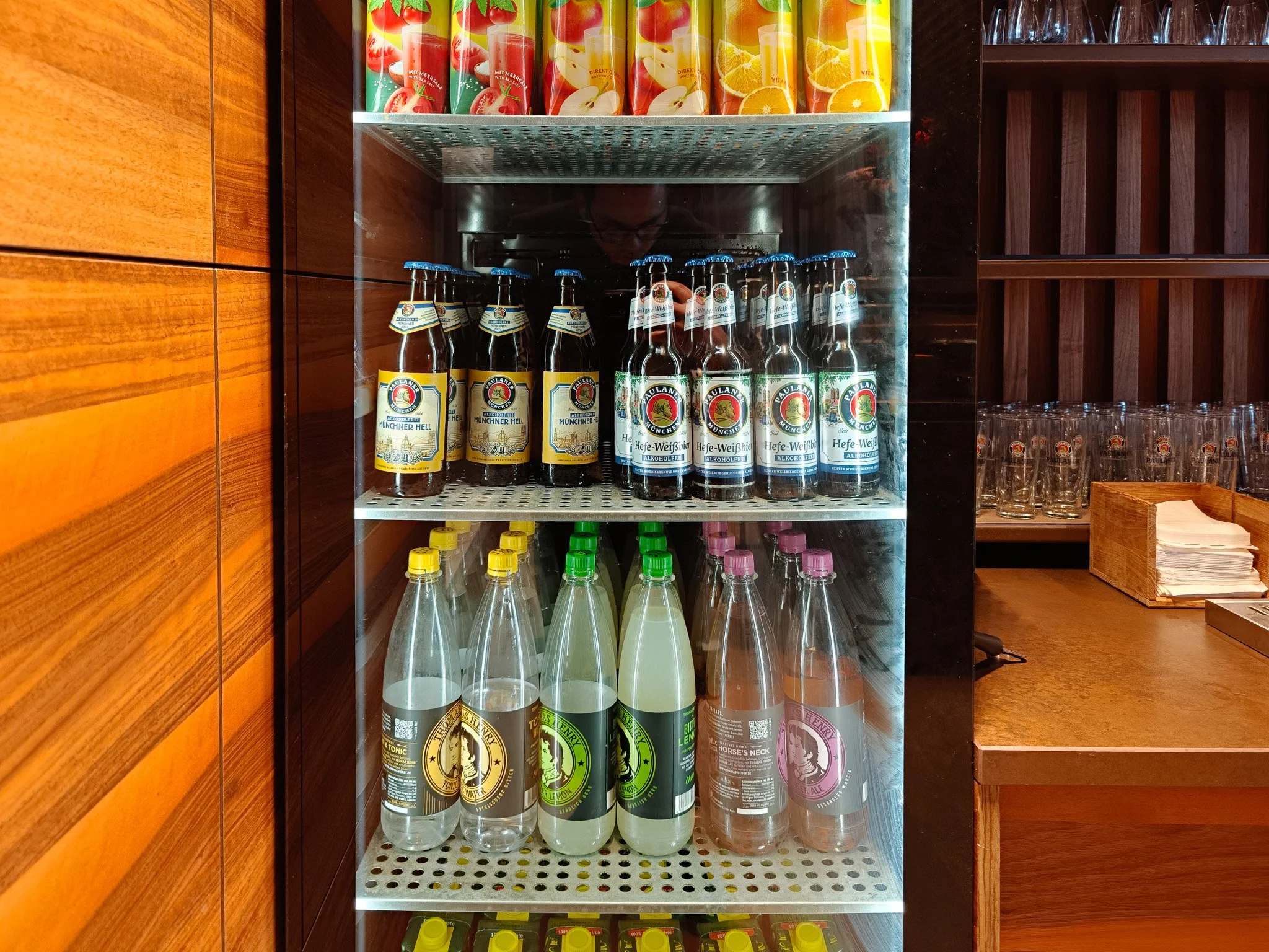 Stock of drinks at BER Lounge Tegel at Berlin Brandenburg Airport (BER). Image: Dan Latif.