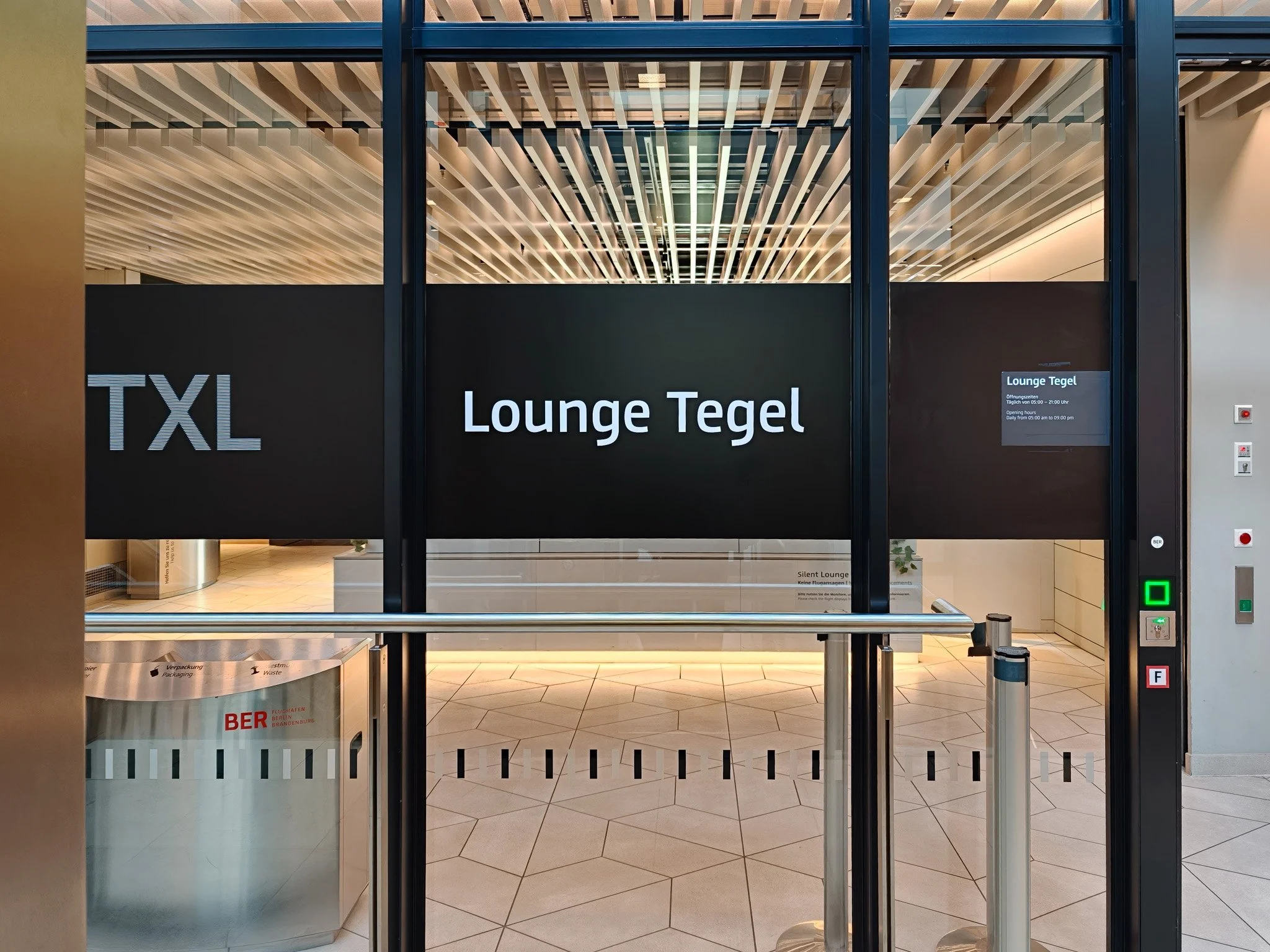 Entrance to BER Lounge Tegel at Berlin Brandenburg Airport (BER). Image: Dan Latif.