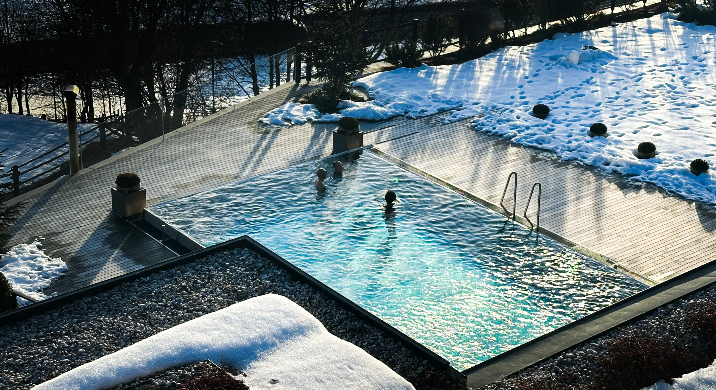 Chalet Mirabell Hotel Heated Outdoor Pool. Image: Ben Schmidt.
