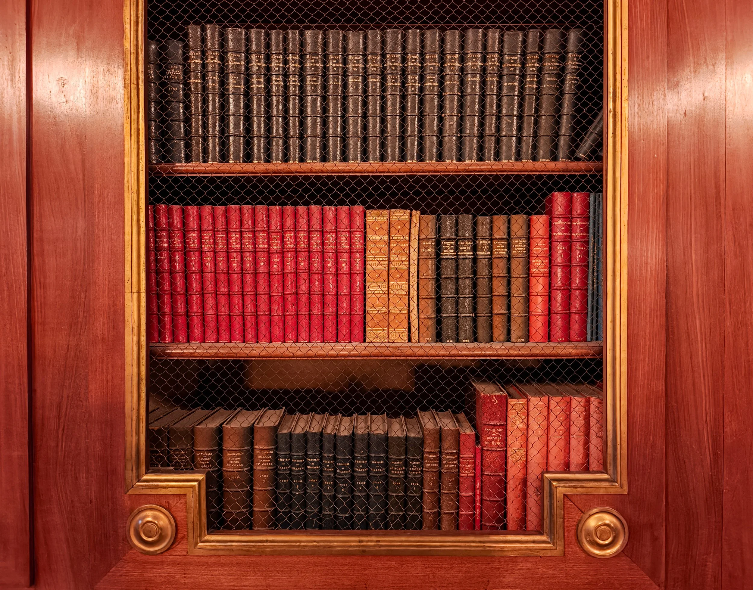 Books in a present-day library at the Vaux-le-Vicomte. Image: Dan Latif.