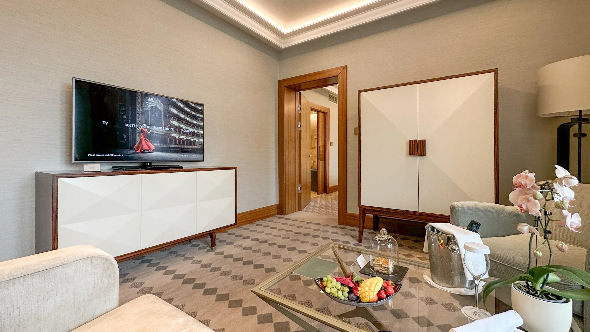 Grand Hotel Kempinski Riga Junior Suite with Park View sitting room. Image: Ben Schmidt.