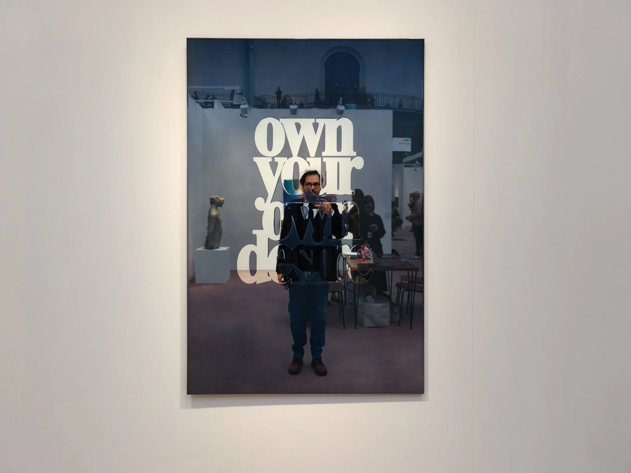 Monica Bonvicini, Your Desire, 2026 at Tanya Bonakdar Gallery. Lacquer, mirror and aluminum, two components, 150 × 100 × 1.9 cm. Image: Dan Latif.