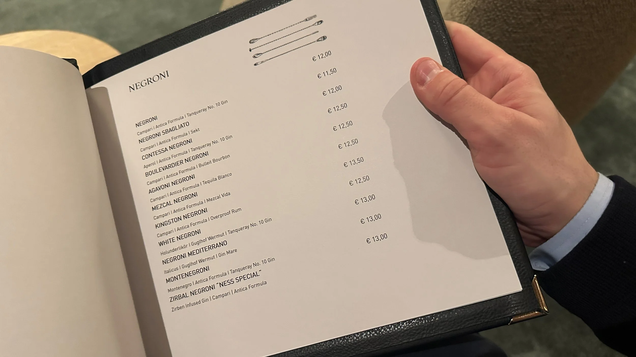 Lounge menu at the Hotel Nesslerhof Großarl in the Austrian Alps. Image: Ben Schmidt.