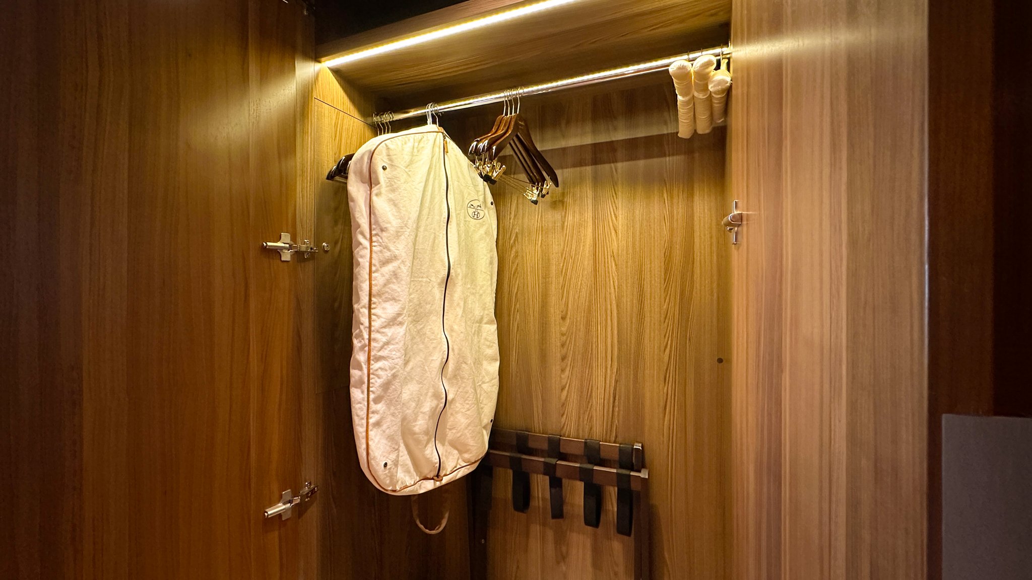 Grand Hotel Kempinski Riga Junior Suite with Park View closet. Image: Ben Schmidt.
