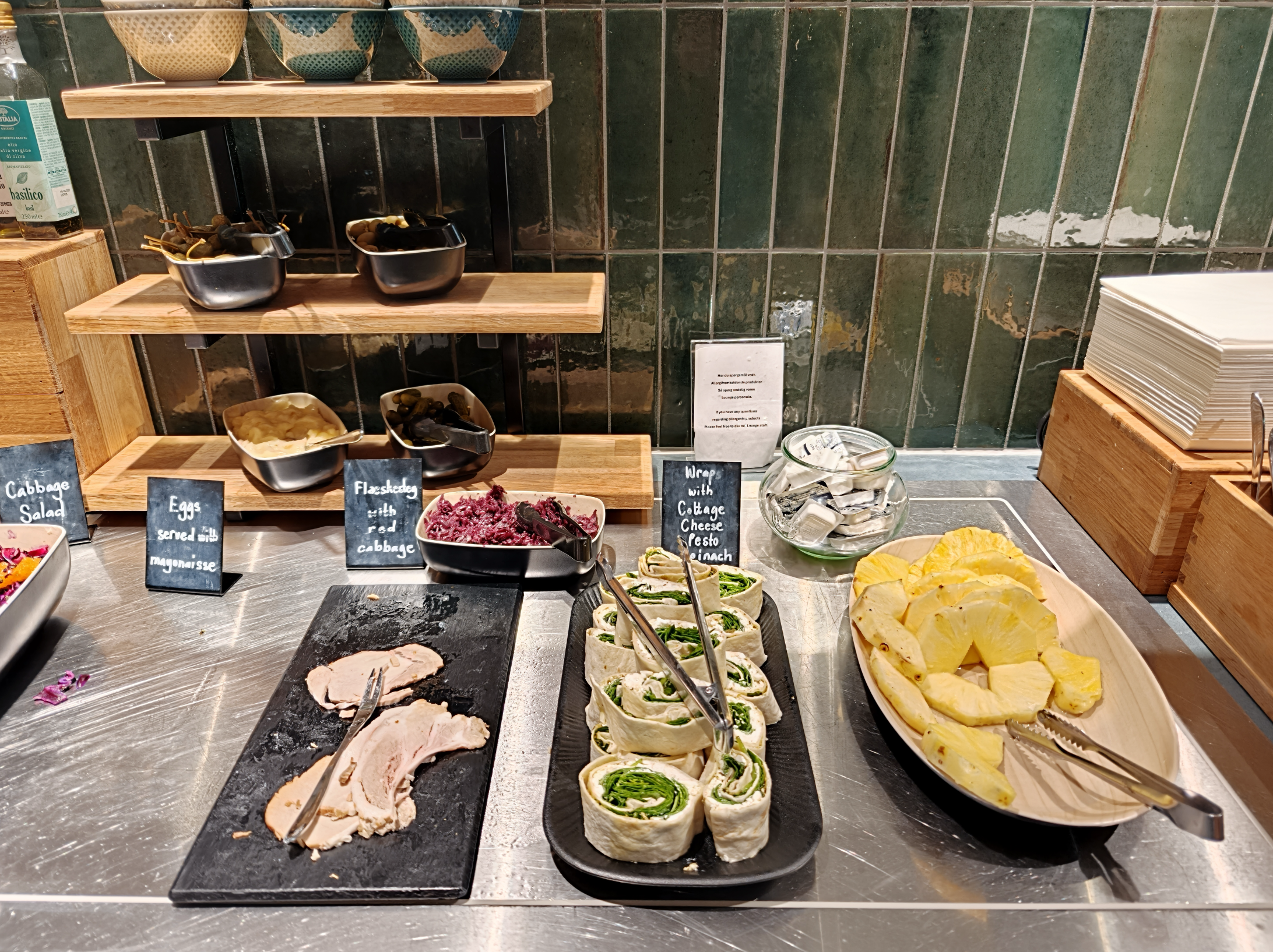 A portion of the food offering at Aviator Business Lounge at Copenhagen Airport. Image: Dan Latif.