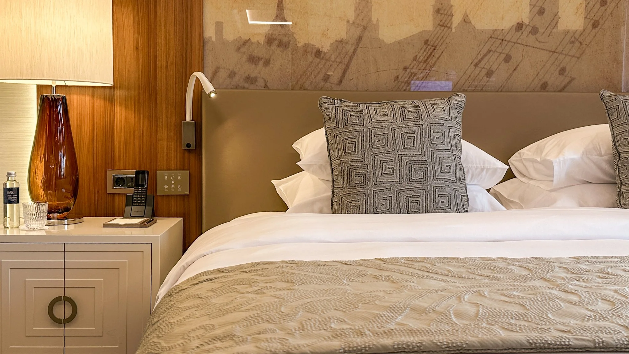 Grand Hotel Kempinski Riga Junior Suite with Park View bedroom. Image: Ben Schmidt.