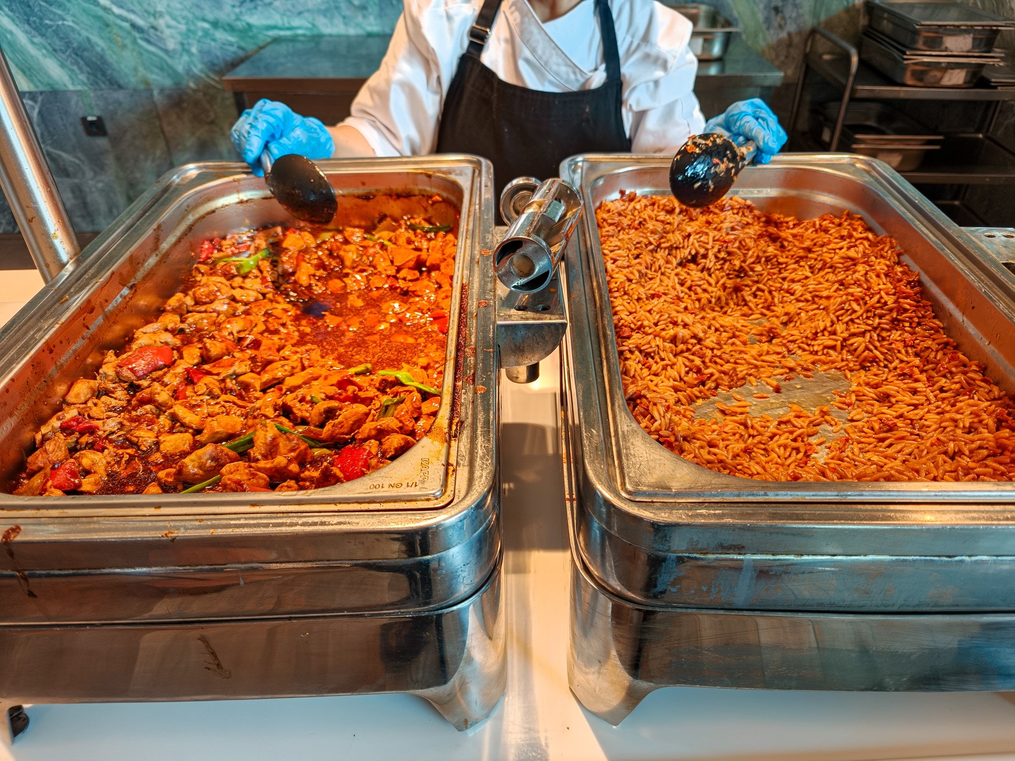 Pastas and meats at IGA Lounge at Istanbul Airport (IST). Image: Dan Latif.