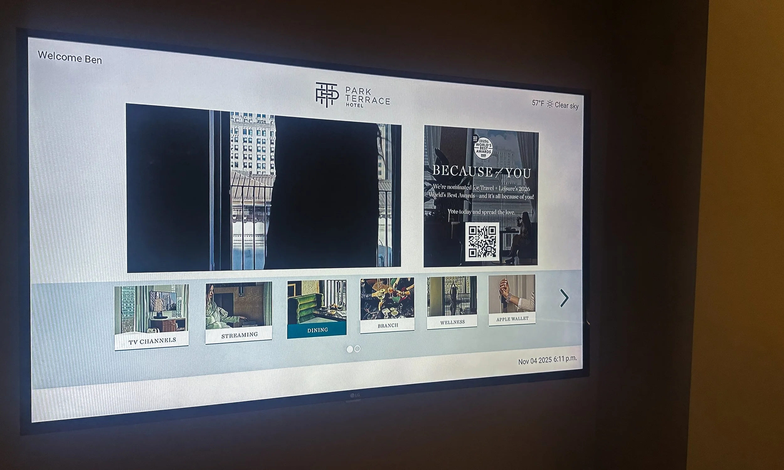 Park Terrace Hotel Deluxe Studio Television. Image: Ben Schmidt.