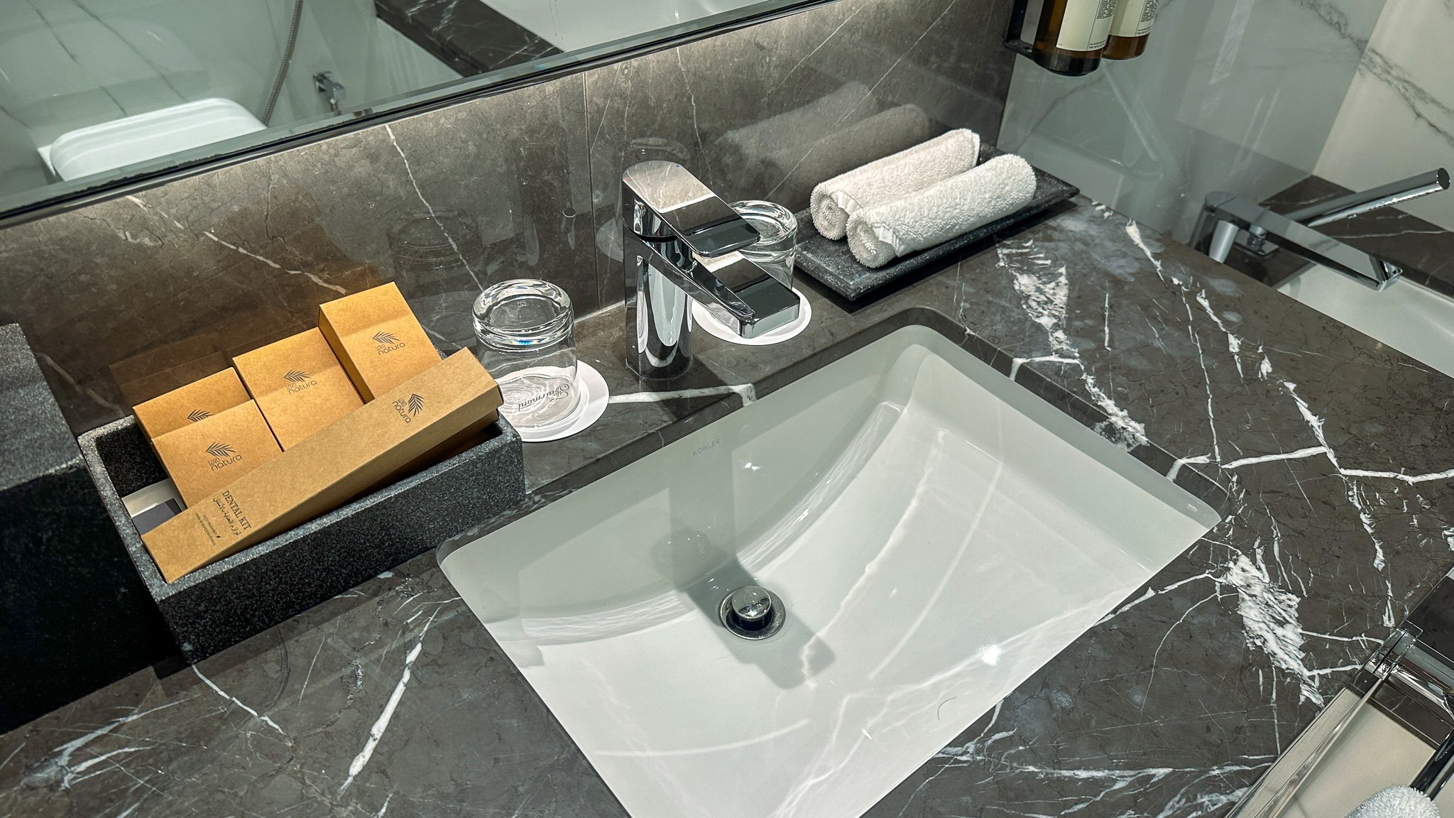 Amenities in the Two Bedroom Suite at the Fairmont Dubai. Image: Ben Schmidt.