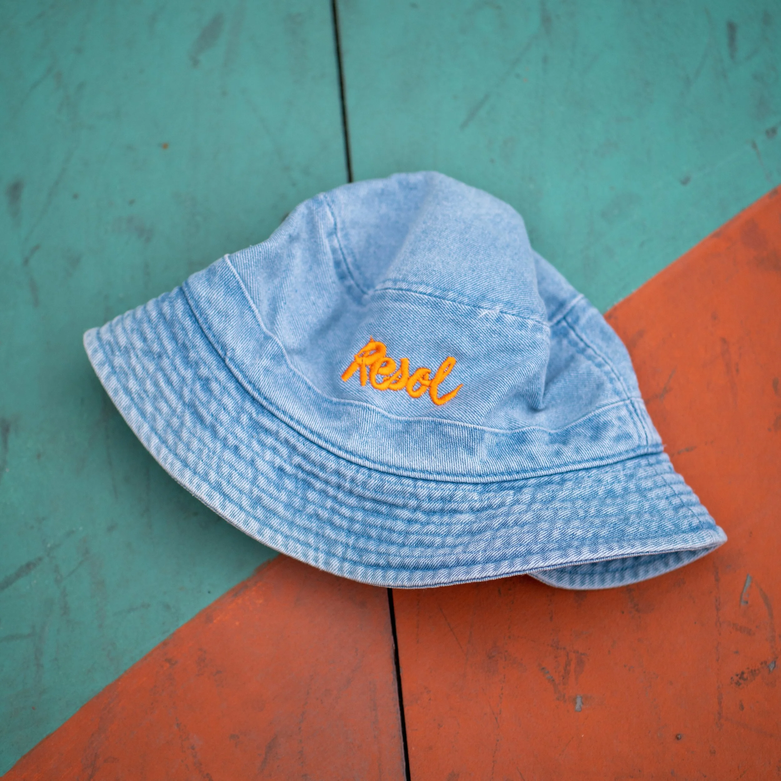 Resol Embroidered Denim Bucket Hat