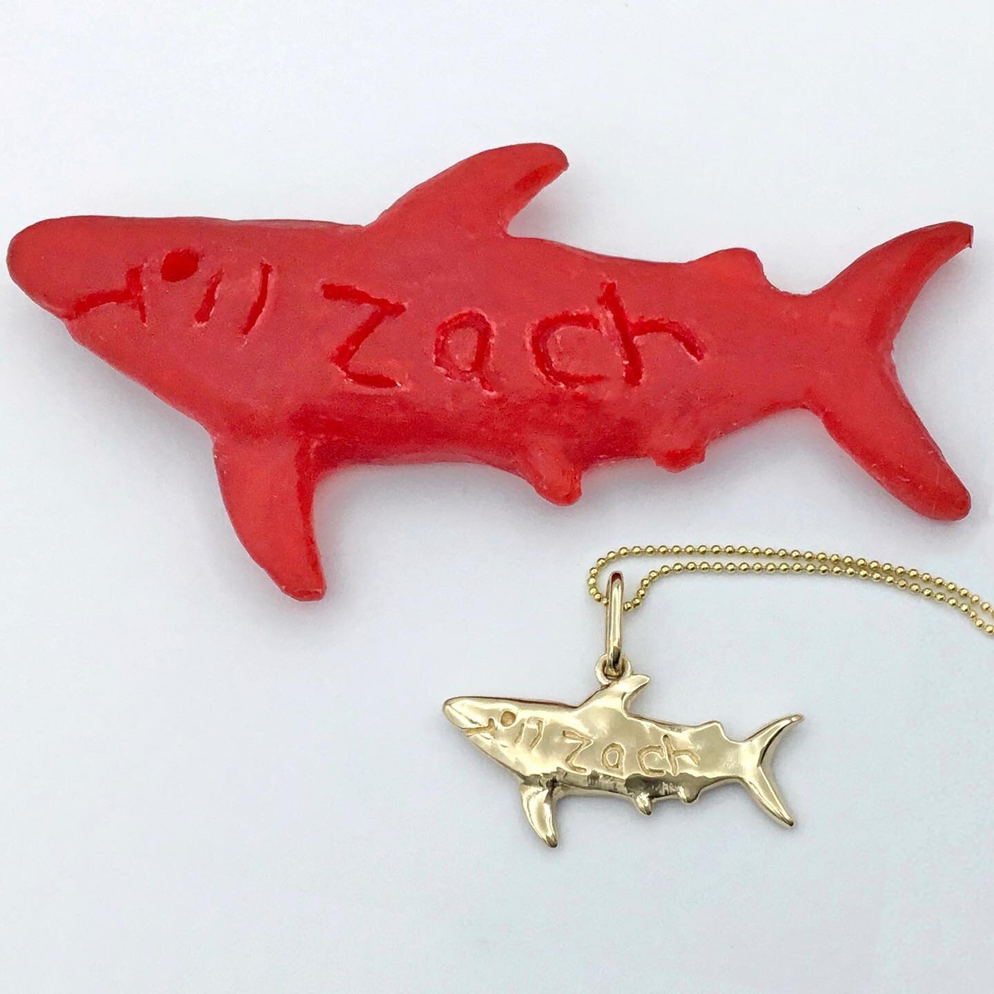 Zero surprise that Zach&rsquo;s mom loves her shark pendant. It&rsquo;s absolute perfection. 🦈

Outrageously cool and unexpected fine jewelry made at your kitchen table that are instant family heirlooms. 

.
.
.
.
#kidjeweler #bestgift #mothersday 
