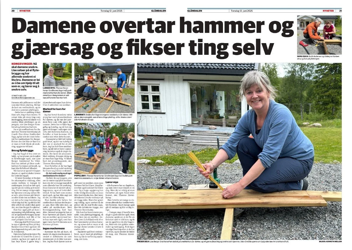 Medieoppslag av kursdeltaker på plattingkurs hos Småbruket Saga
