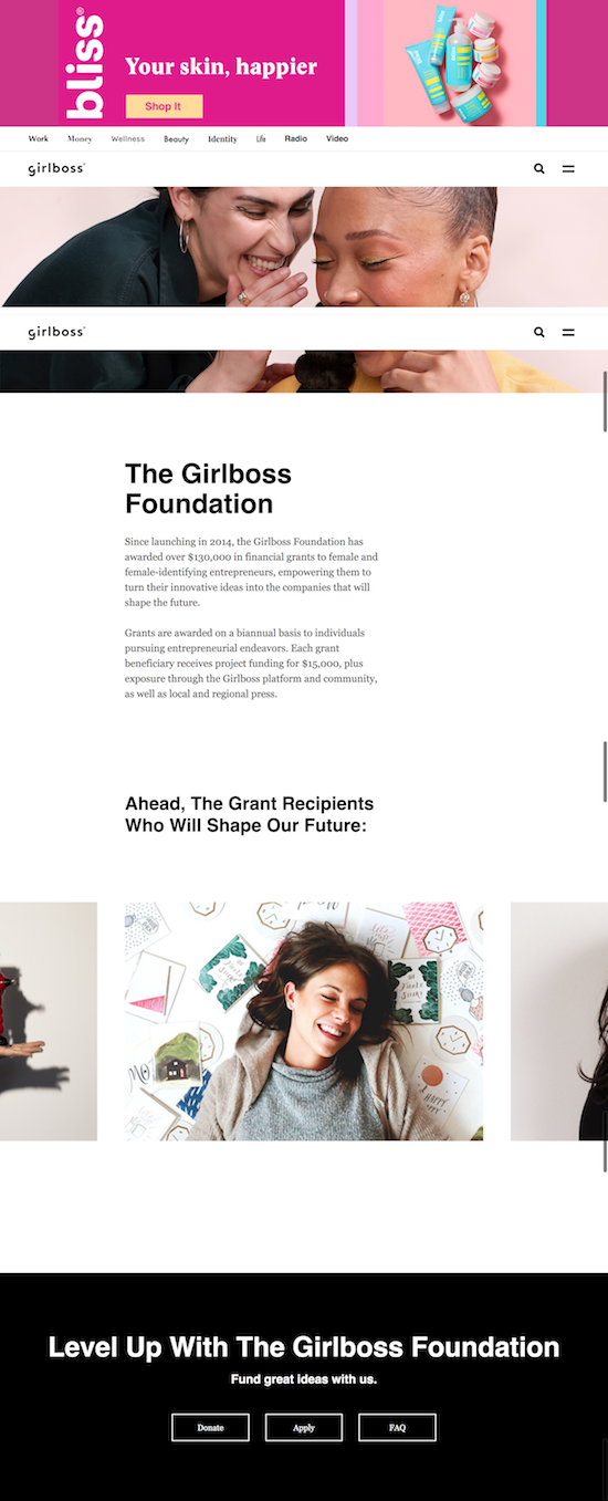 Girlboss Foundation Squarespace Webiste