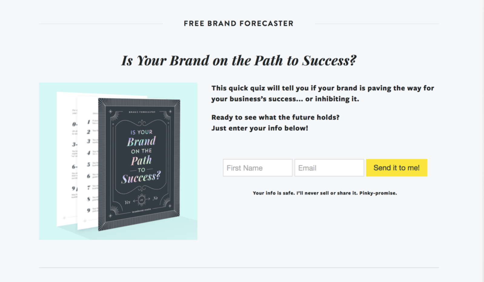 Example of a Cover page turned Landing page 