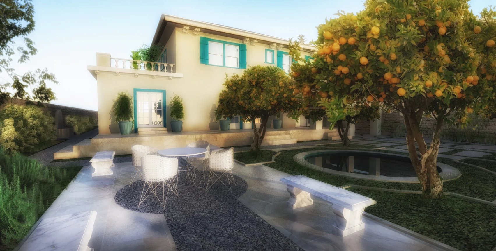 EXTERIOR LANDSCAPING, PATIO GARDEN - RENDERING