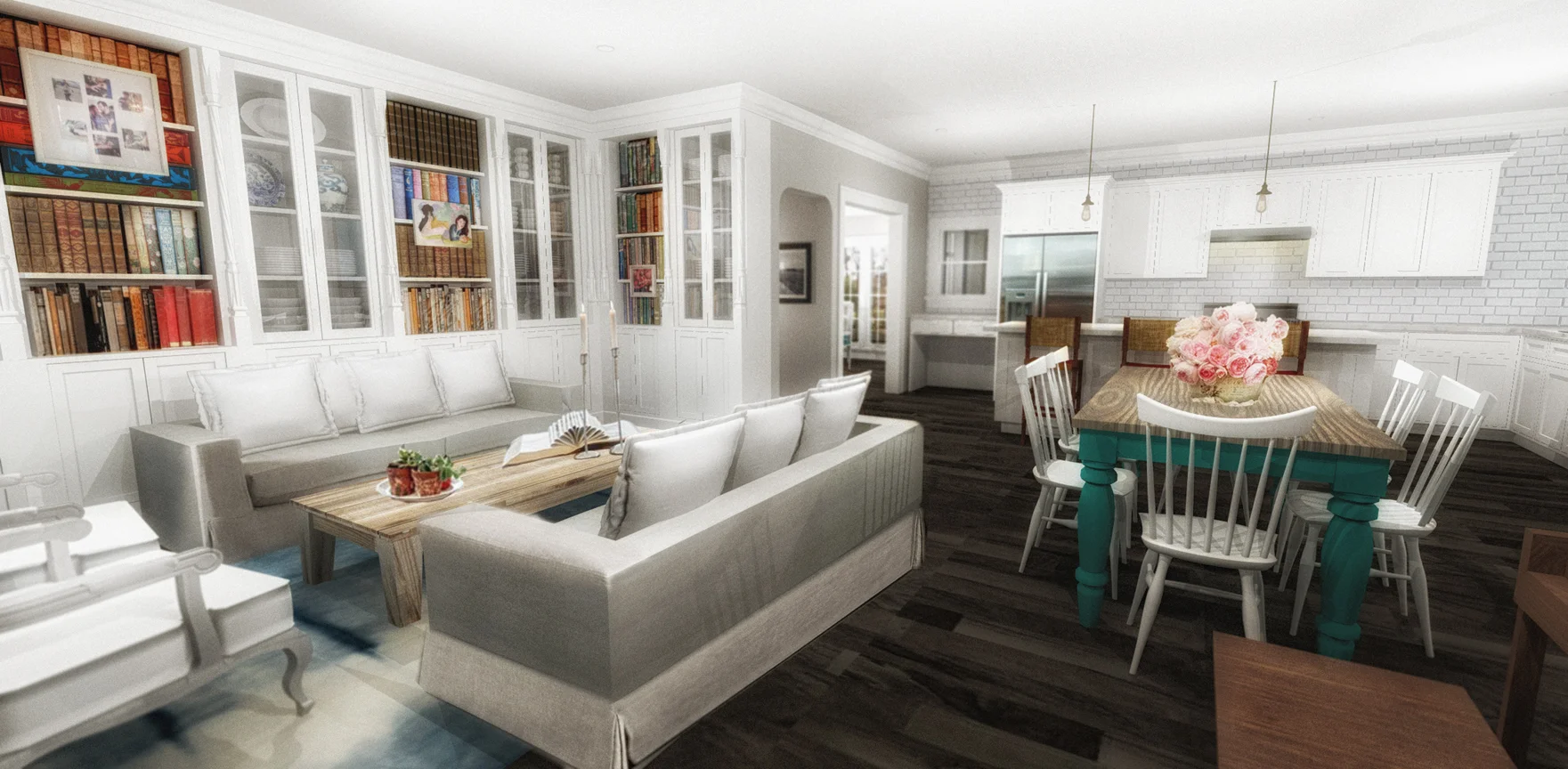 FAMILY ROOM AND INFORMAL DINING - RENDERING