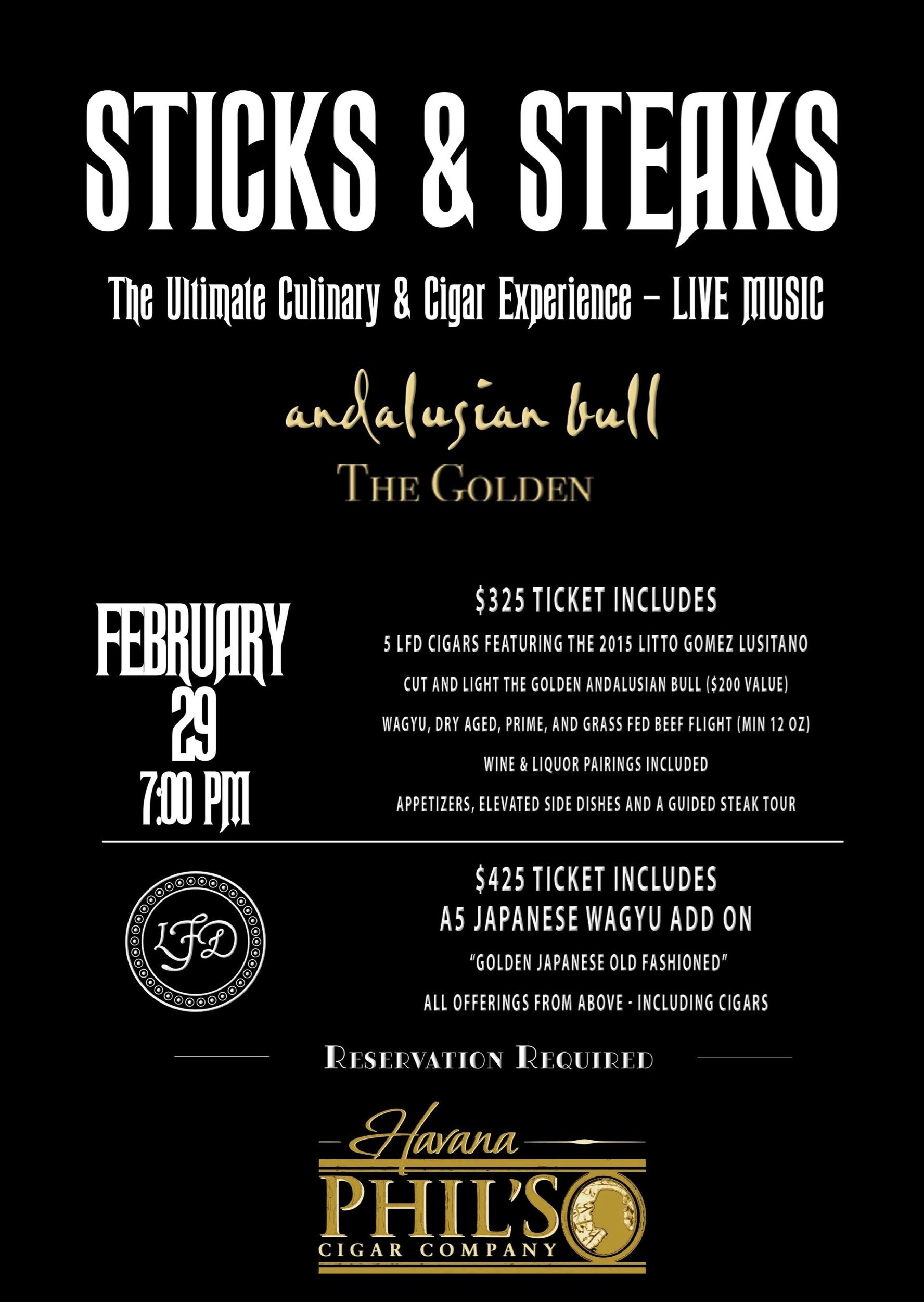 2/29/24: Exclusive Cigar Dinner at Havana Phil’s— with Jon Carney of LFD Cigars