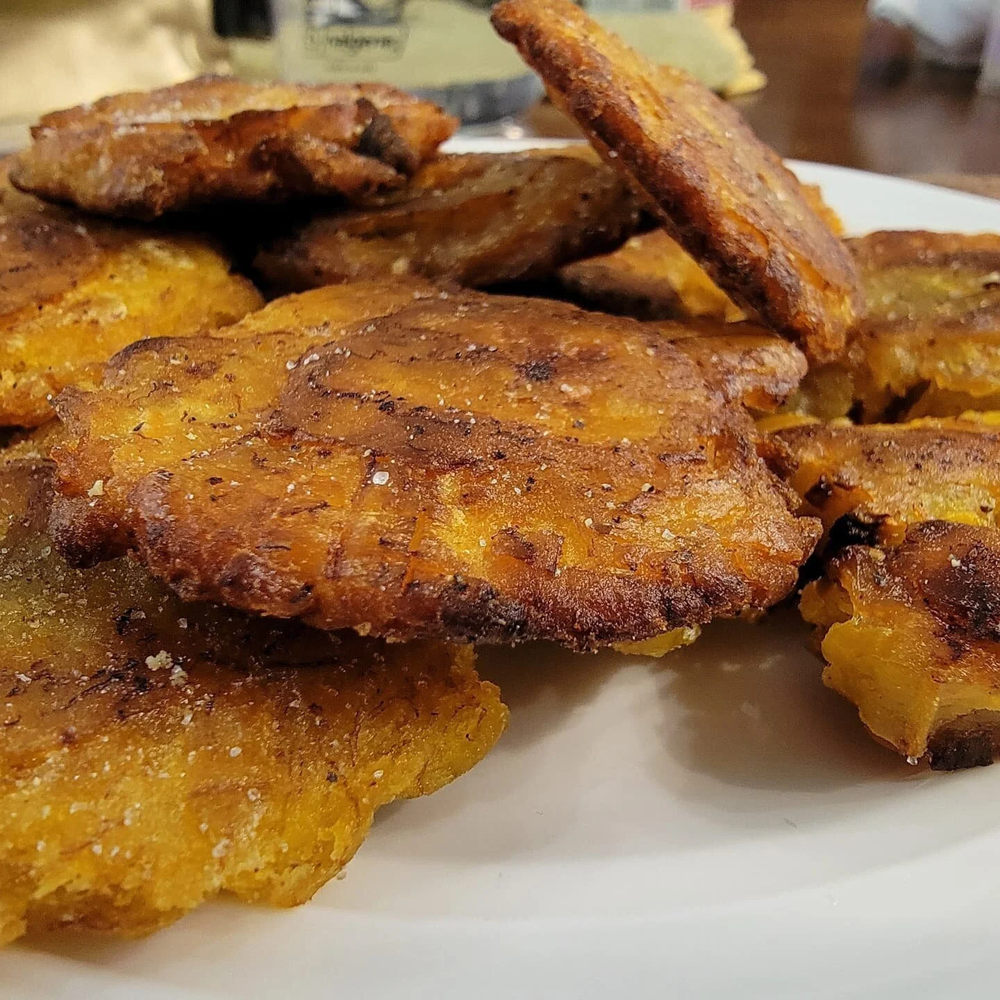 Experimented with making tostones and I'm in love with my lil twice-fried plantain babies.