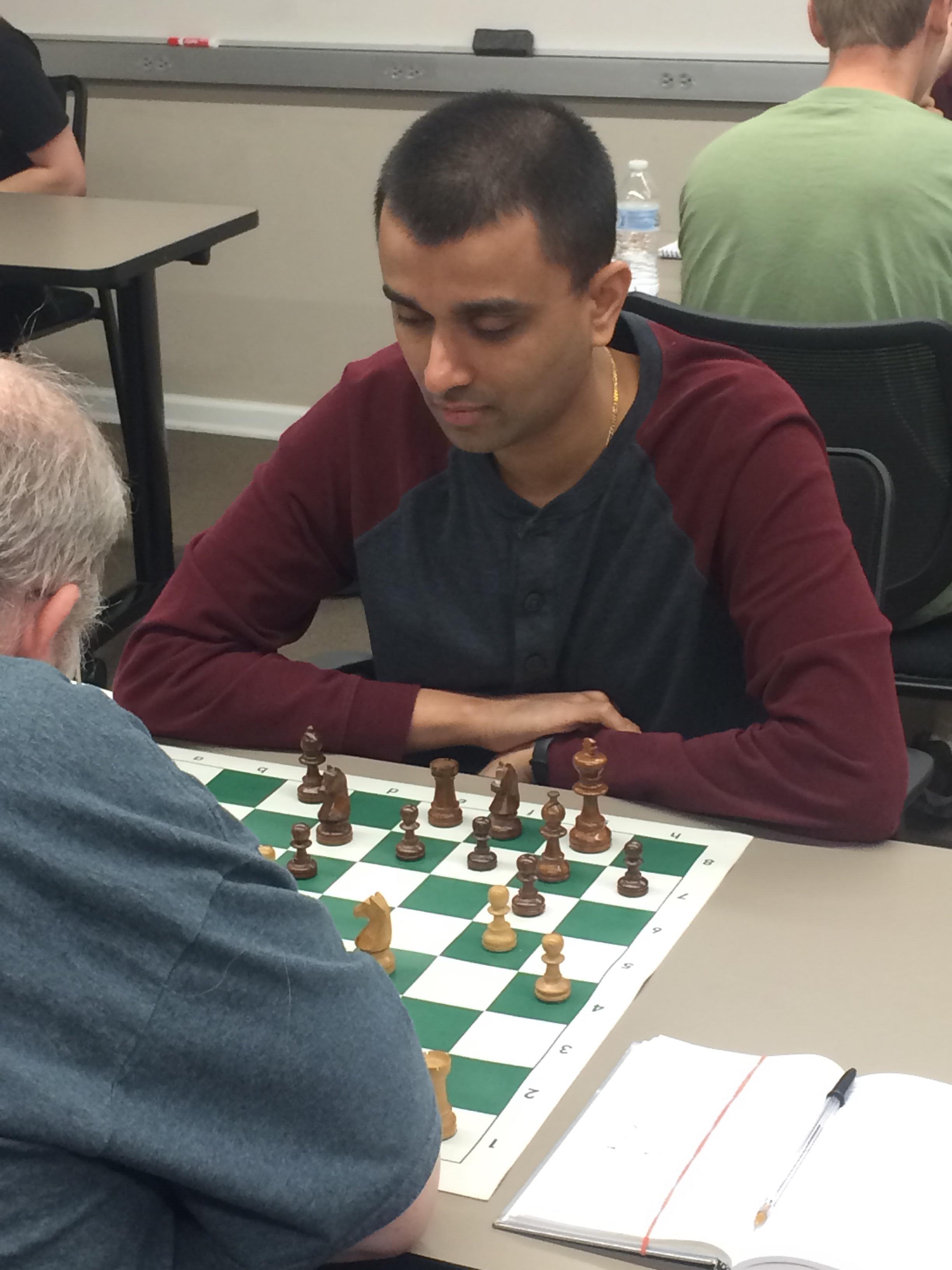 Tejas Thorat in his First Round Match-up with Kirk Petty. Photo Credit: RasberryChess