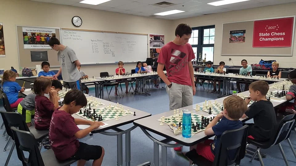 A simul from the 2018 Madison City Chess League Summer Camp. Photo Credit: Ranae Bartlett