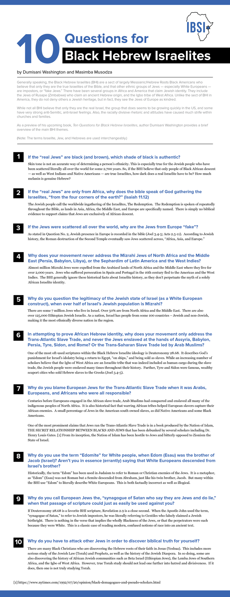 10 Questions for Black Hebrew Israelites