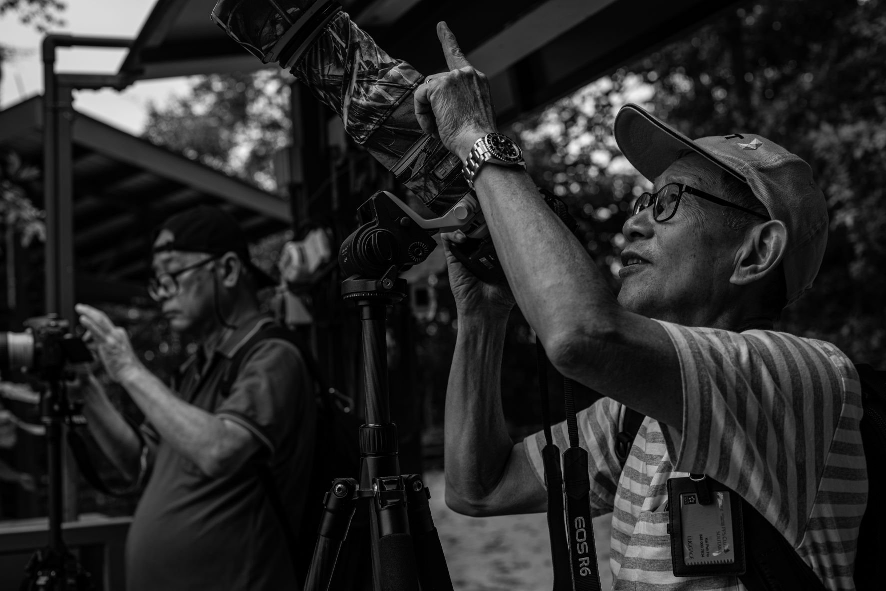  Birders KP (right) and Charles (left) spend 2 to 3 days a month photographing shorebirds at Sungei Buloh Wetlands in Singapore. 