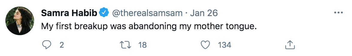 Tweet from Samra Habib.