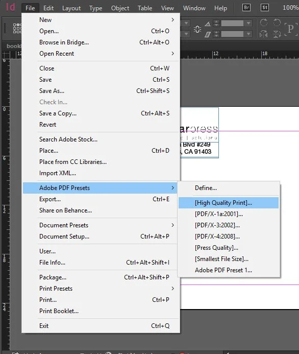Saving InDesign file as Print Ready PDF