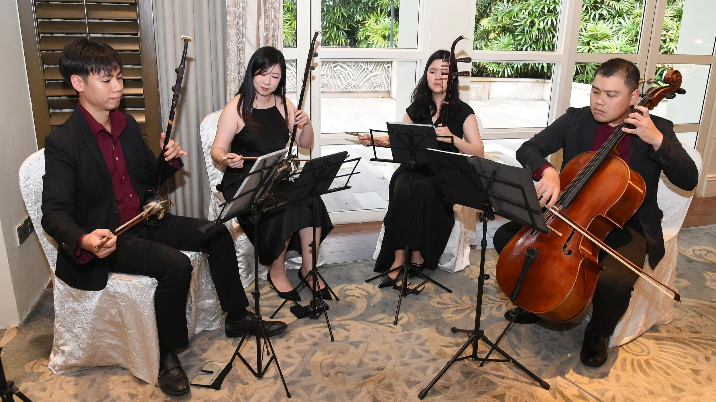 Stringanza Quartet performing as Dinner Ambience at ISS Facility Services' 30th Anniversary Dinner Celebration at Shangri-La Hotel Singapore