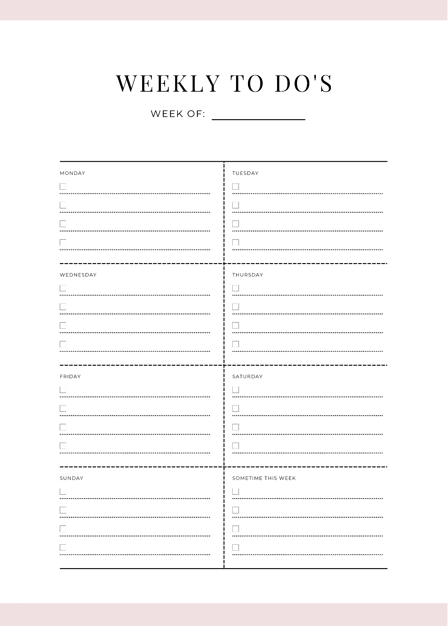 Weekly ToDo Checklist Printable 