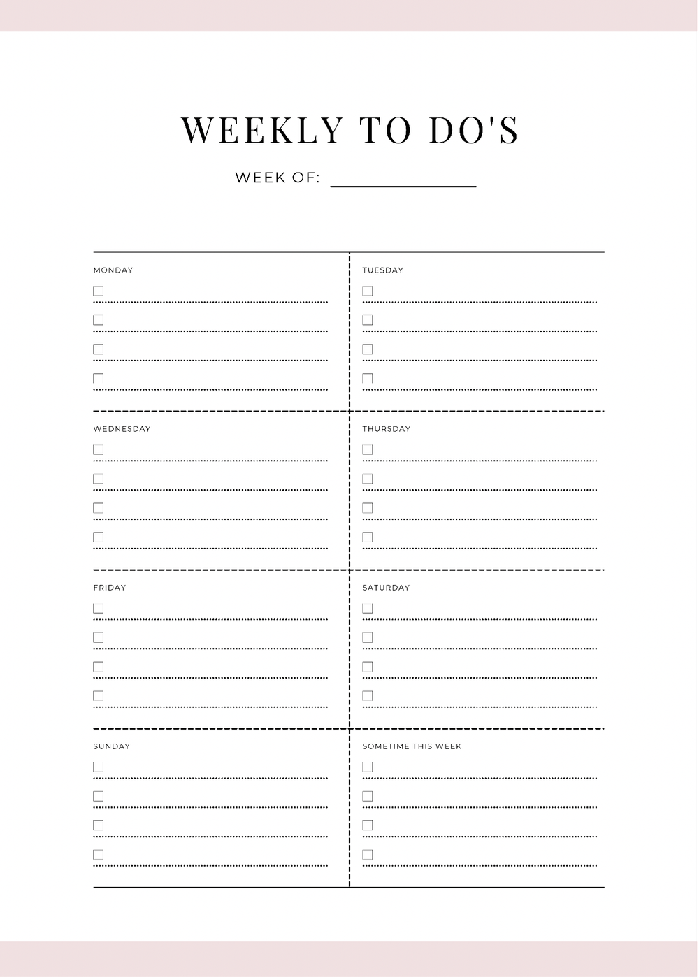 Weekly ToDo Checklist Printable 