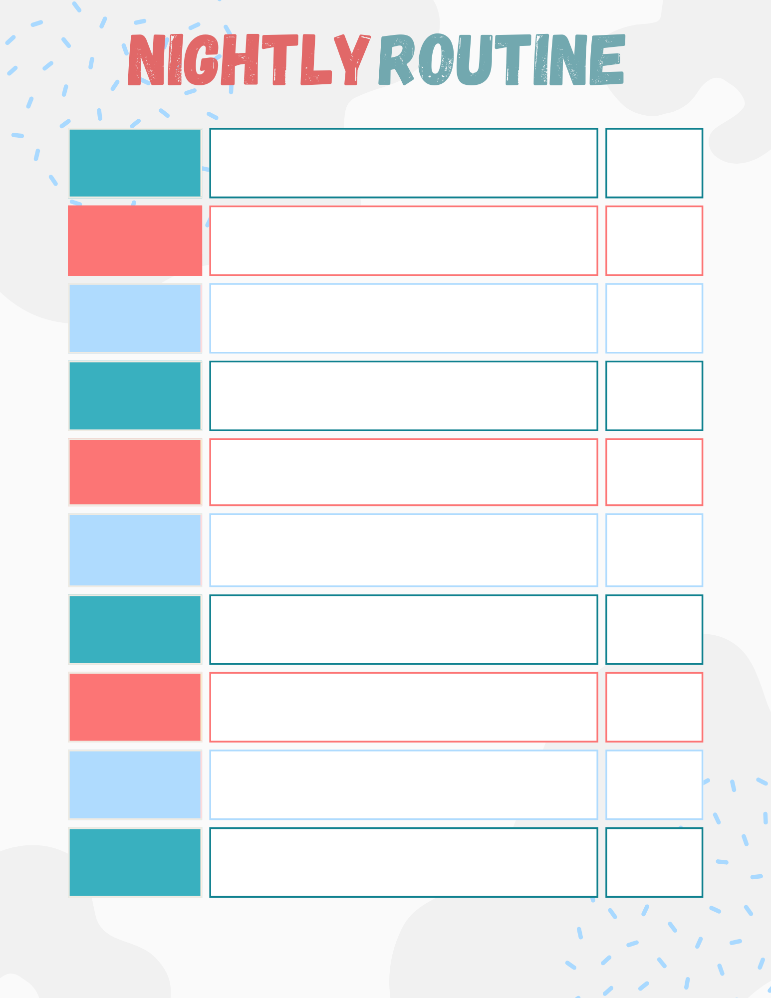 Nightly routine free planner download