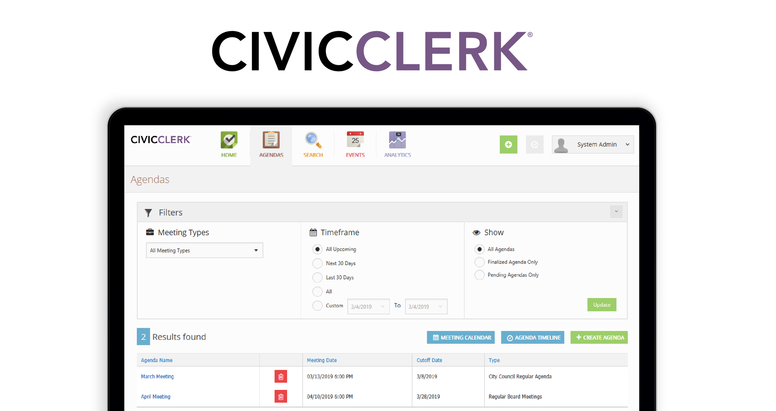 CivicClerk Agenda and Meeting Management software for local government