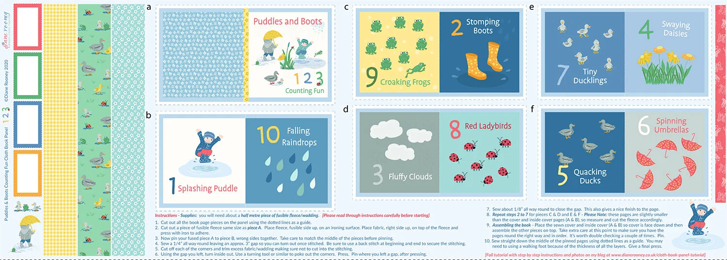 Puddles And Boots Counting Cloth Book Panel Tutorial Diane
