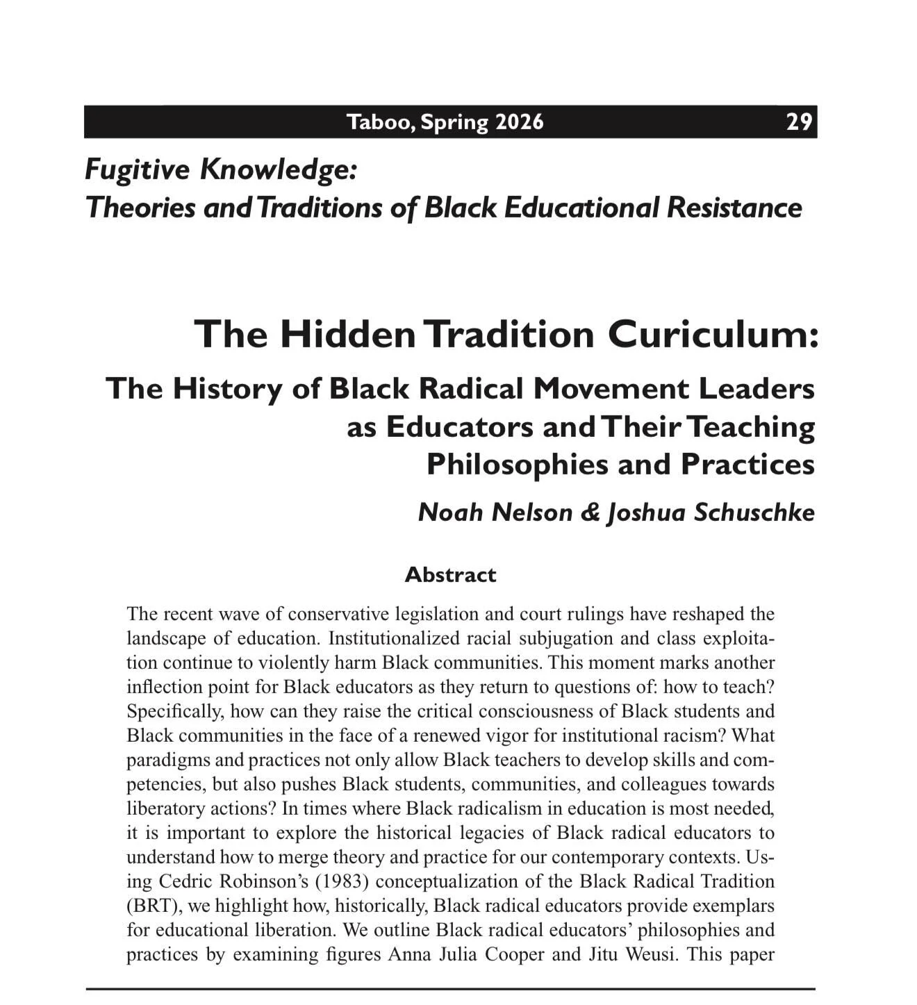New Pub Alert: I am very excited about this one because it&rsquo;s my former Ph.D. Advisee, Dr. Noah Nelson&rsquo;s first, first-author publication. It was an honor being part of his academic journey and this piece is just a glimpse into the work he 