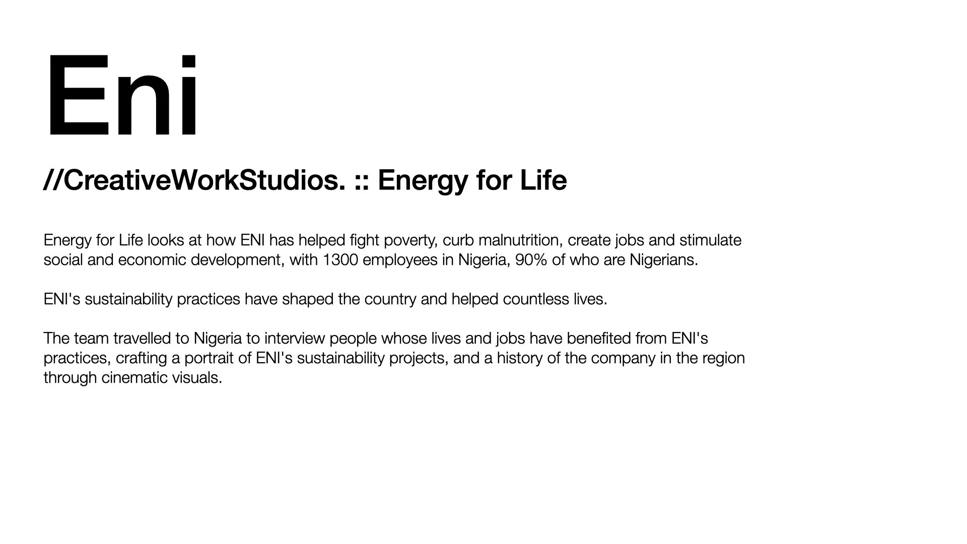 ENI Energy for Life