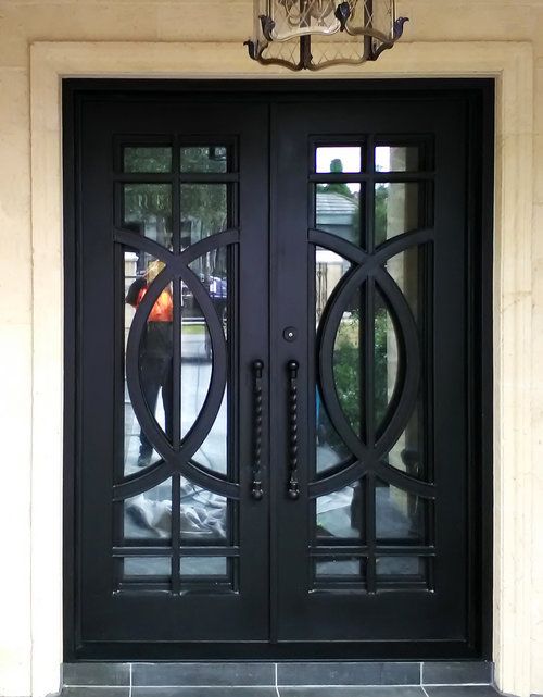 Modern Decorative Wrought Iron Front Patio Double Entry Doors - China Cheap Wrought  Iron Door, New Design Iron Door | Made-in-China.com