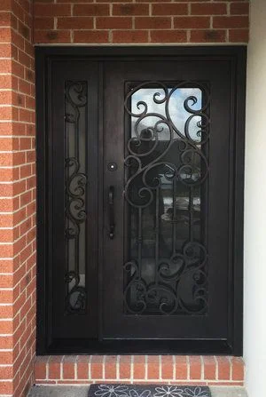 wrought iron mother and son door