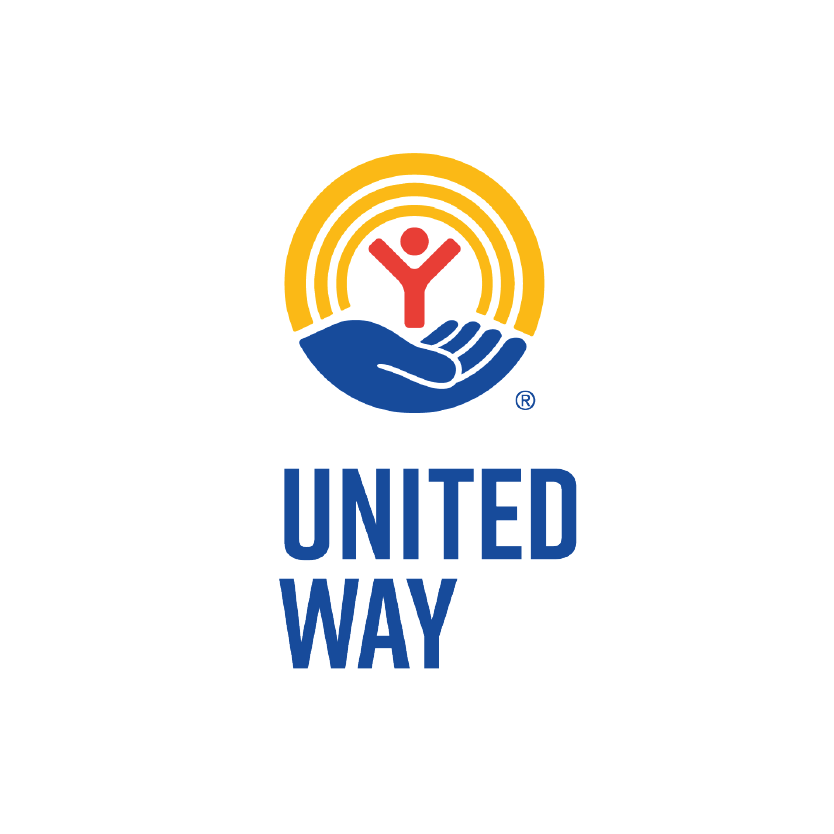 United Way logo featuring a rainbow, a red person with arms raised, and a blue hand holding the person, with the text "UNITED WAY" beneath the logo.
