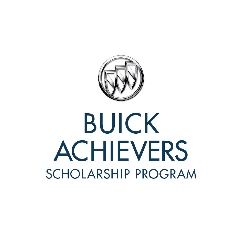 Buick Achievers Scholarship Program logo with Buick emblem and text on a white background.