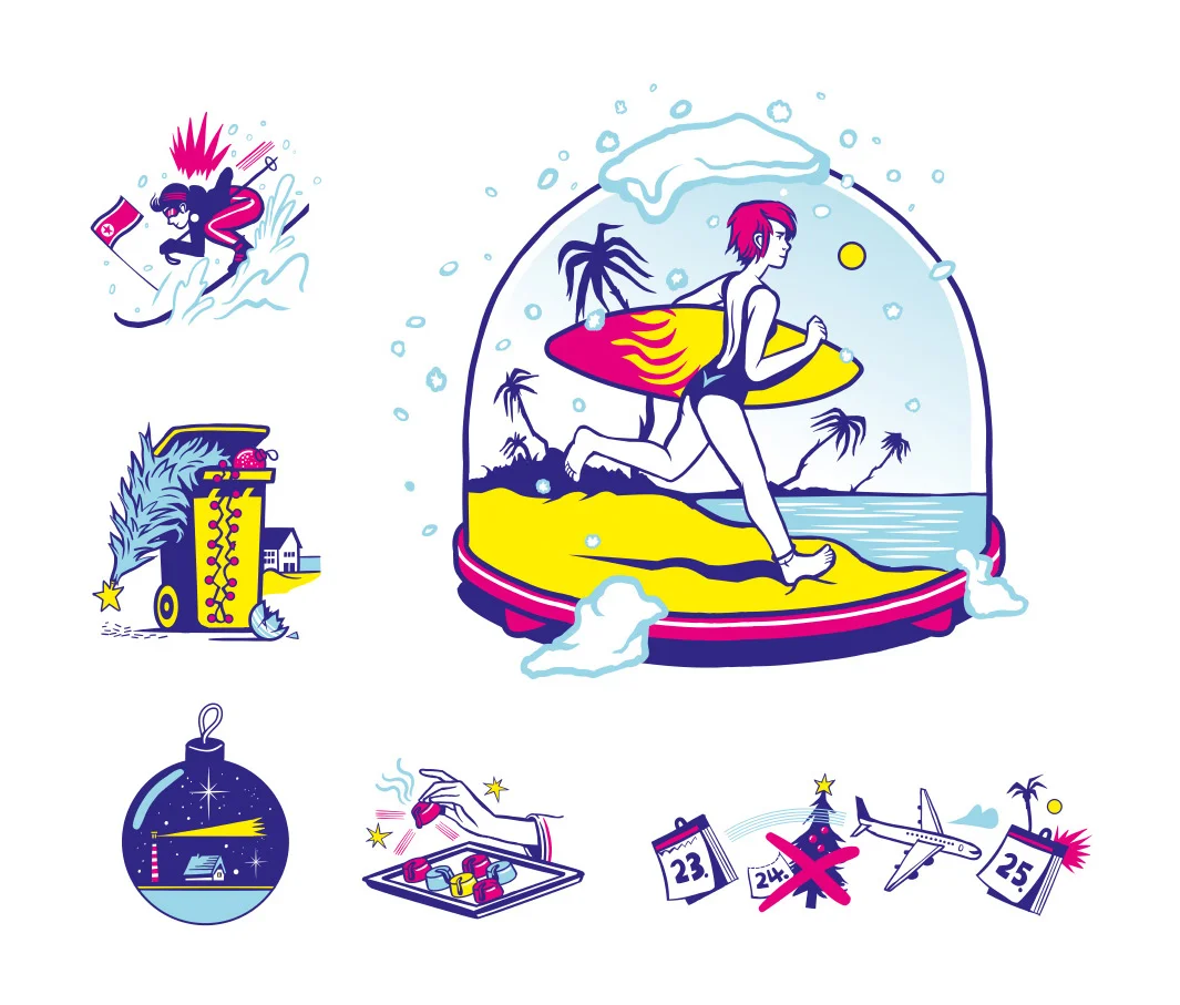 Escaping christmas (editorial illustration for Welt Am Sonntag)