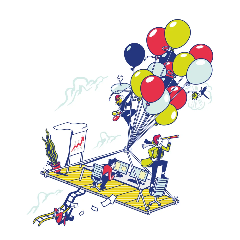 The risks and rewards of startups (editorial illustration for the Frankfurter Allgemeine Zeitung Hochschulanzeiger)