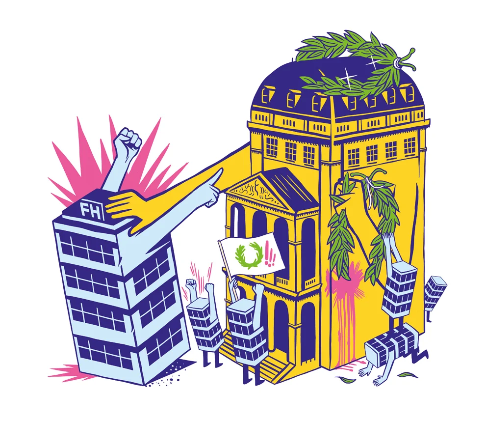 Battle of the schools (editorial illustration for Die Zeit)