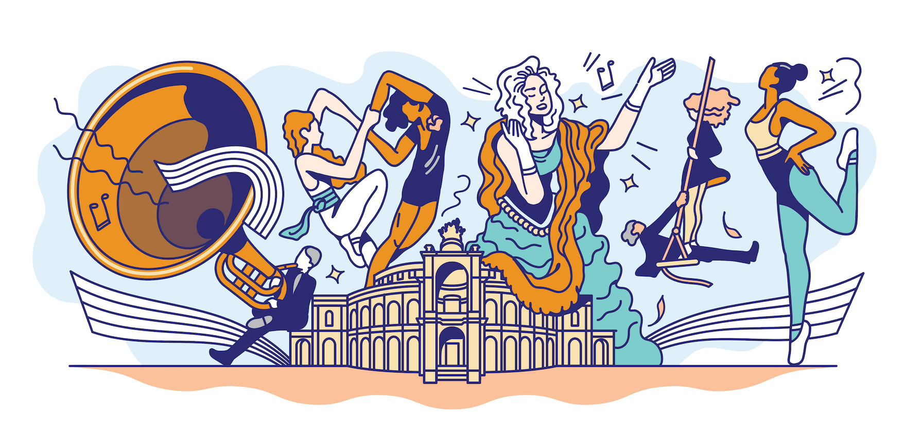 Google Doodle celebrating the 177th anniversary of the Semper opera in Dresden