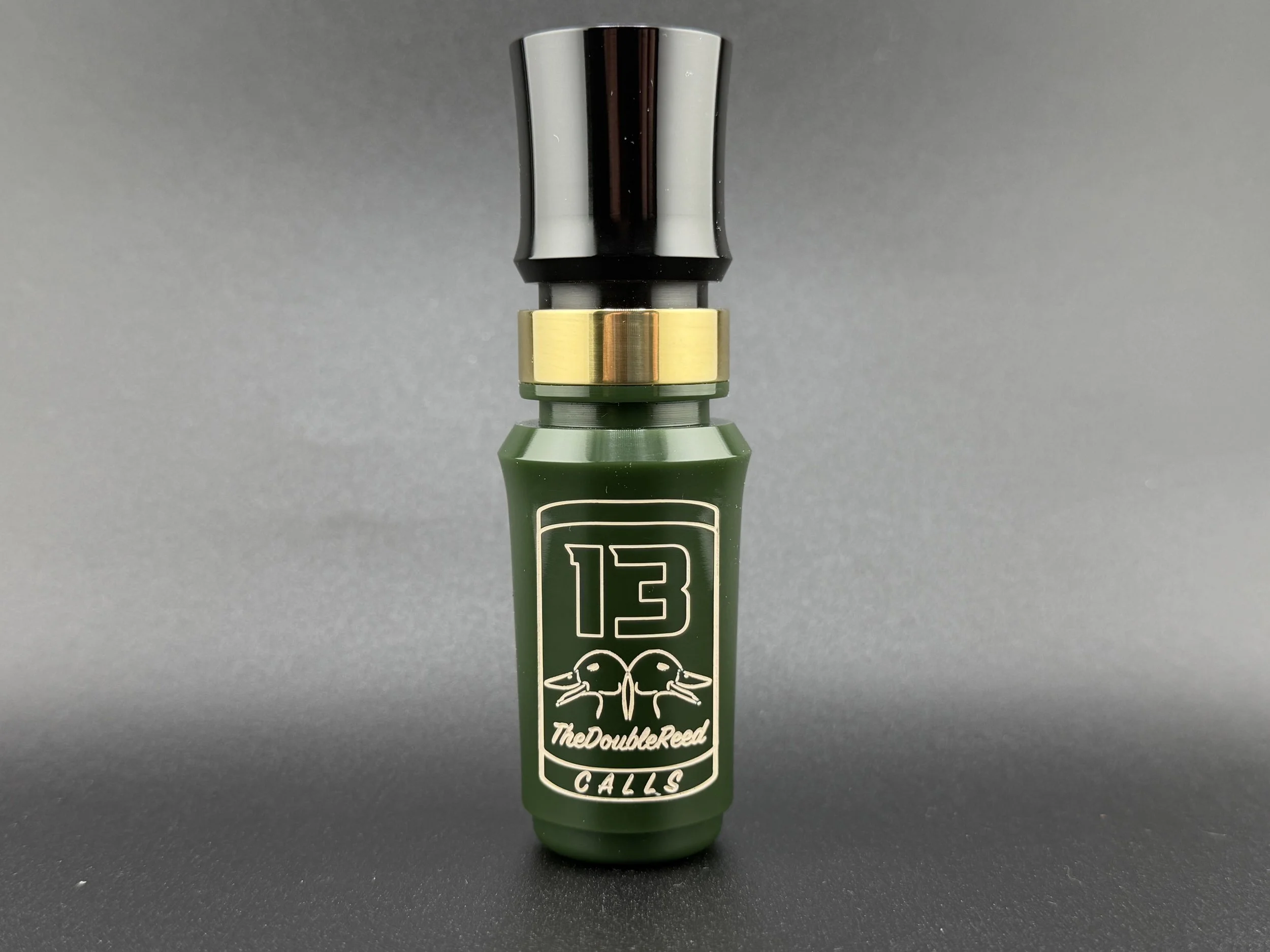 13 Calls Double Reed Acrylic OD GREEN-BLACK BRASS Band.jpg