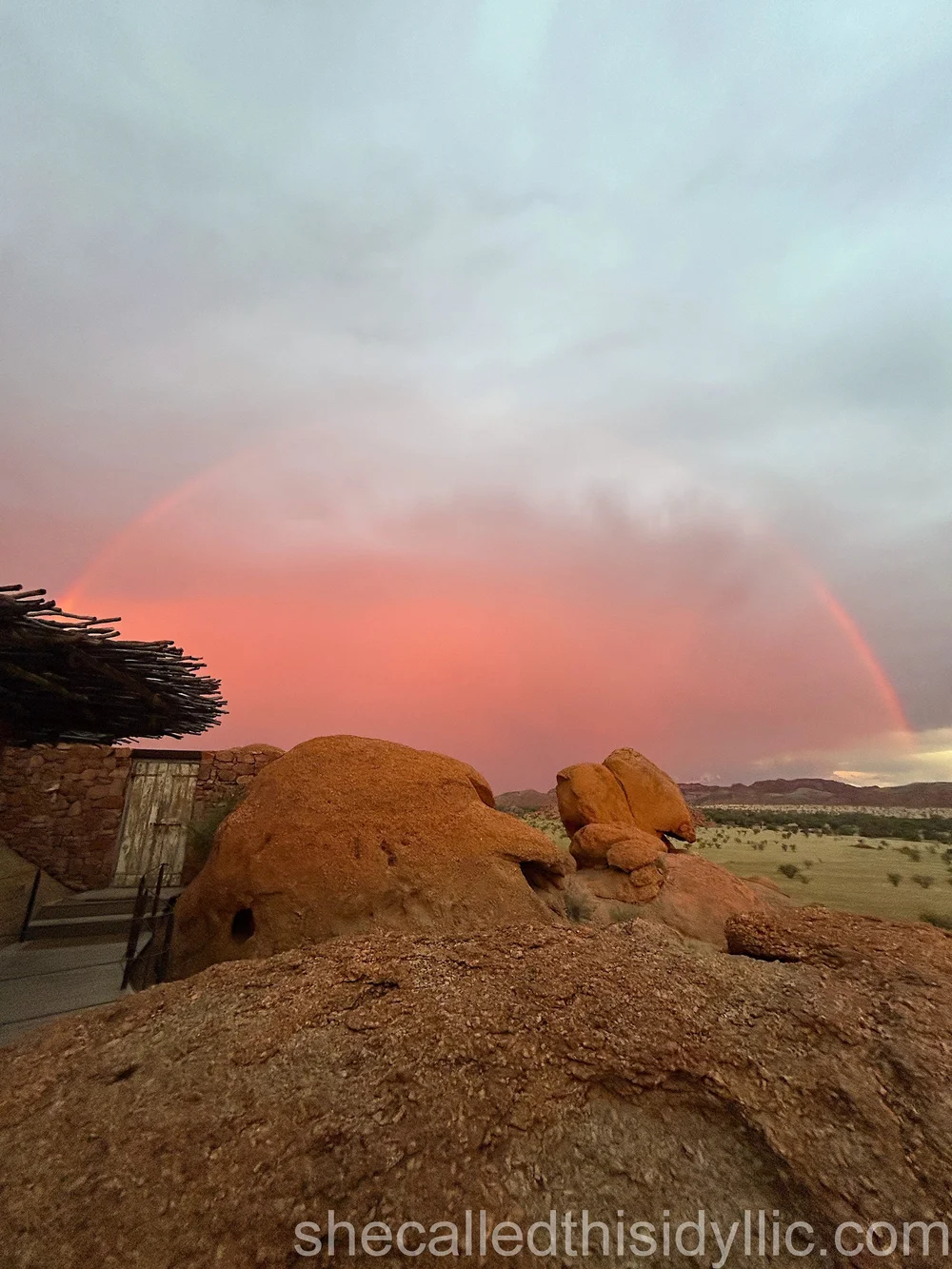 African thunderstorm and sunset