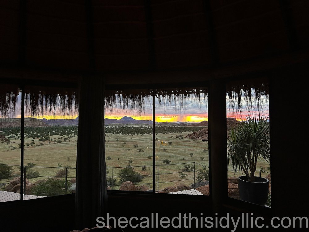 Through the windows, sunset in Damaraland