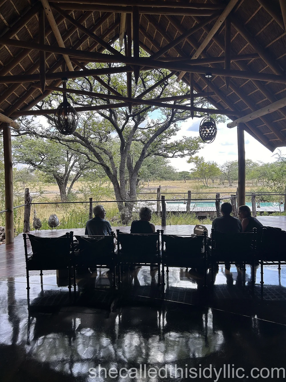 Enjoying a few drinks and watching wildlife, Etosha Oberland lodge