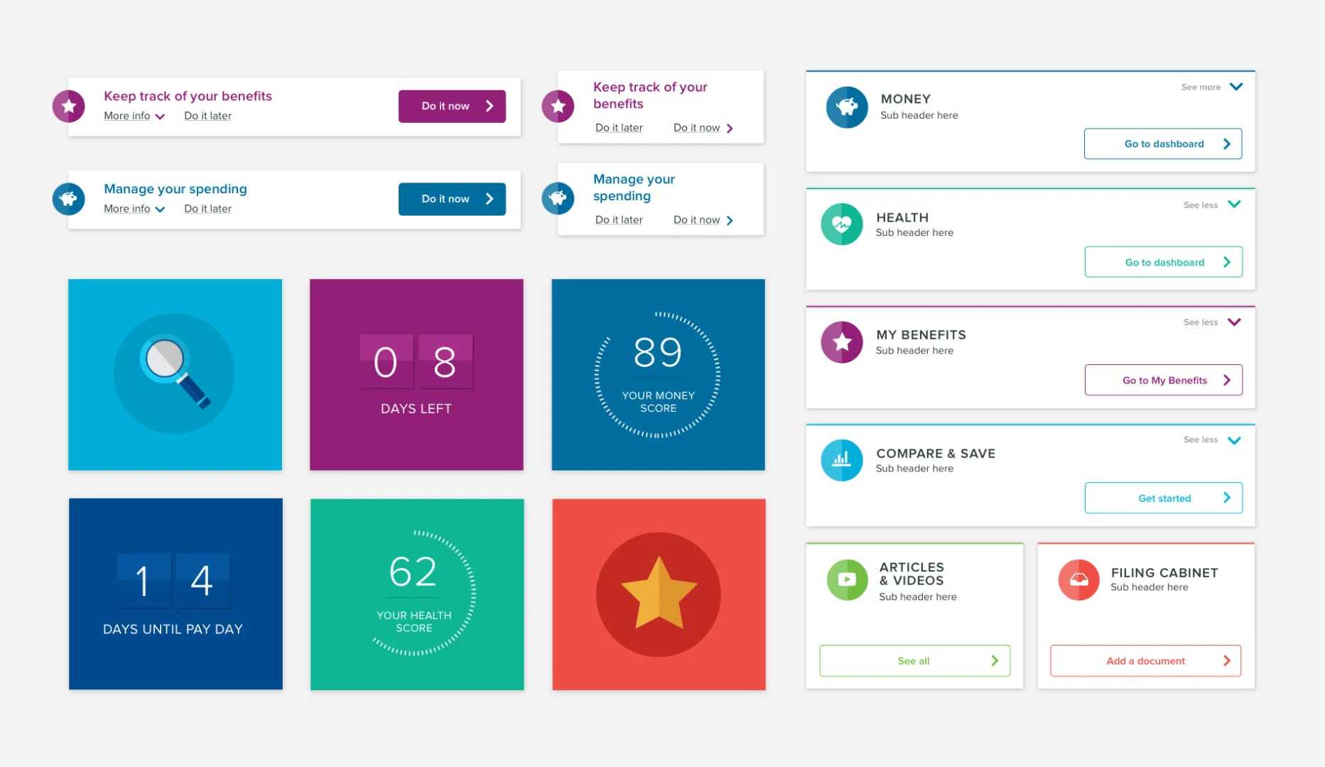  I created a series of bold yet simple infographics which sit on moveable cards, allowing the user to personalise their experience. 