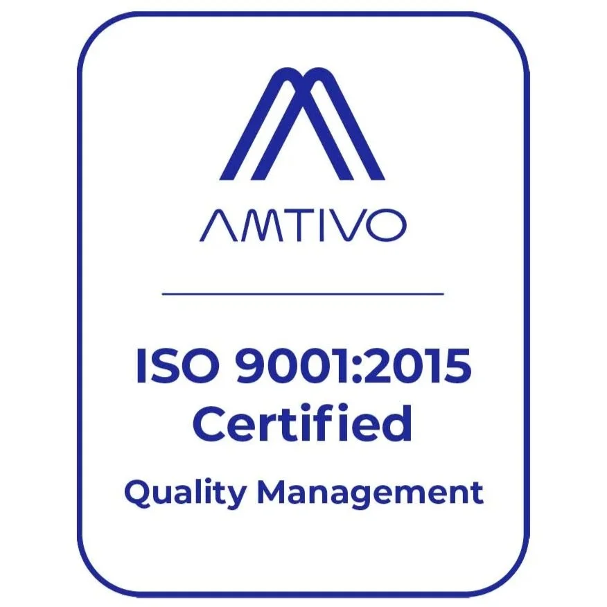 ISO 9001:2015 certified quality management badge